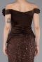 Robe De Soirée Perlé Longue Brun ABU5616