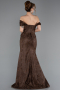 Robe De Soirée Dantelle Longue Brun ABU5609
