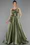 Robe de Soirée Longue Satin Kaki ABU5767