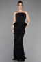 Robe de Soirée Longue Squameuse Noir ABU5919