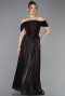 Robe de Soirée Longue Mousseline Brun ABU5920