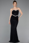 Robe Queue de Poisson Longue Dantelle Noir ABU5921