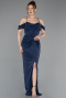 Robe de Soirée Longue Bleu Marine ABU5925