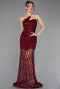 Robe Queue de Poisson Courte Squameuse Rouge Bordeaux ABK2581
