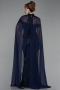 Robe de Soirée Longue Perlé Bleu Marine ABU5915