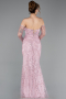 Robe de Soirée Longue Perlé Poudre ABU5922
