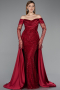 Robe De Soirée Grande Taille Perlé Longue Rouge Bordeaux ABU6093