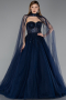 Robe de Soirée Longue Bleu Marine ABU5935