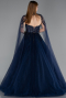 Robe de Soirée Longue Bleu Marine ABU5935