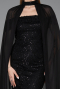 Robe de Soirée Longue Perlé Noir ABU5915
