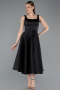 Robe de Cérémonie Midi Satin Noir ABK2586