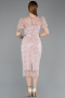 Robe De Cérémonie Perlé Midi Poudre ABK2412