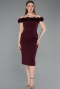 Robe de Cérémonie Midi Couleur Cerise ABK2583
