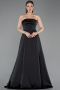 Robe de Soirée Longue Satin Noir ABU5932