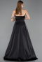 Robe de Soirée Longue Satin Noir ABU5932