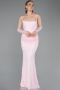Robe Queue de Poisson Longue Dantelle Poudre ABU5933
