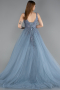Robes De Soirée Grande Taille Longue Bleu Fumé ABU5965