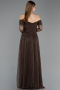 Robe de Soirée Longue Dantelle Brun ABU5945