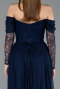 Robe de Soirée Longue Dantelle Bleu Marine ABU5945