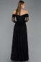 Robe de Soirée Longue Dantelle Noir ABU5945