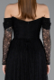 Robe de Soirée Longue Dantelle Noir ABU5945