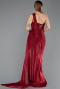 Robe de Soirée Longue Mousseline Rouge Bordeaux ABU5946