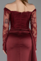 Robe Queue de Poisson Longue Satin Rouge Bordeaux ABU5949