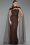 Robe de Soirée Longue Dantelle Brun ABU5941