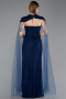 Robe de Soirée Longue Dantelle Bleu Marine ABU5941