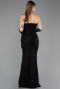Robe Queue de Poisson Longue Dantelle Noir ABU5933