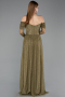 Robe de Soirée Longue Dantelle Kaki ABU5945