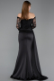 Robe Queue de Poisson Longue Satin Noir ABU5949