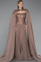 Robe de Soirée Longue Mousseline Cuivre ABU5931