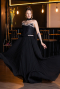 Robe de Soirée Longue Mousseline Noir ABU5917