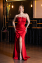 Robe de Soirée Longue Satin Rouge ABU5923