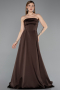 Robe de Soirée Longue Satin Brun ABU5932