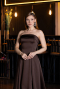 Robe de Soirée Longue Satin Brun ABU5932