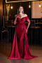 Robe de Soirée Longue Perlé Rouge Bordeaux ABU5934
