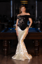 Haute Couture Robe Longue Squameuse Noir-Blanc ABU5952