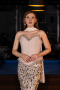 Haute Couture Robe Longue Squameuse Beige ABU5968