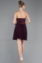 Robe de Cérémonie Courte Mousseline Prune ABK2590