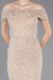 Robe De Soirée Perlé Longue Beige ABU5694