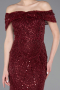 Robe De Soirée Perlé Longue Rouge Bordeaux ABU5694