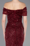 Robe De Soirée Perlé Longue Rouge Bordeaux ABU5694