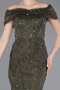 Robe De Soirée Perlé Longue Kaki ABU5694
