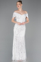 Robe De Soirée Perlé Longue Blanc ABU5400