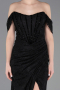 Robe de Soirée Longue Dantelle Noir ABU5973