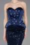 Robe De Soirée Squameuse Longue Bleu Marine ABU5702