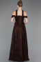 Robe de Soirée Longue Dantelle Brun ABU5942