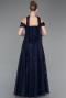 Robe de Soirée Longue Dantelle Bleu Marine ABU5942